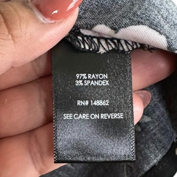 Torrid | Black Floral Stretch Challis Slit A-Line Midi Skirt - Picture 7 of 9